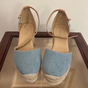 Denim and leather Espadrilles